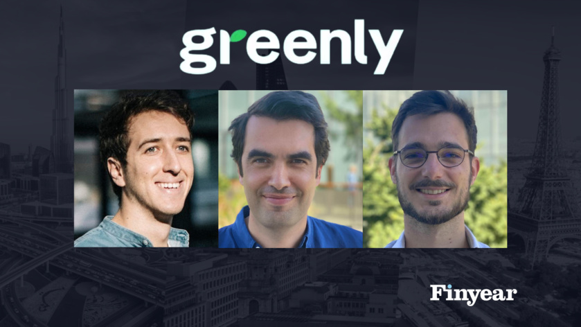 Les trois co-fondateurs de Greenly : Arnaud Delubac, Alexis Normand, Matthieu Vegreville